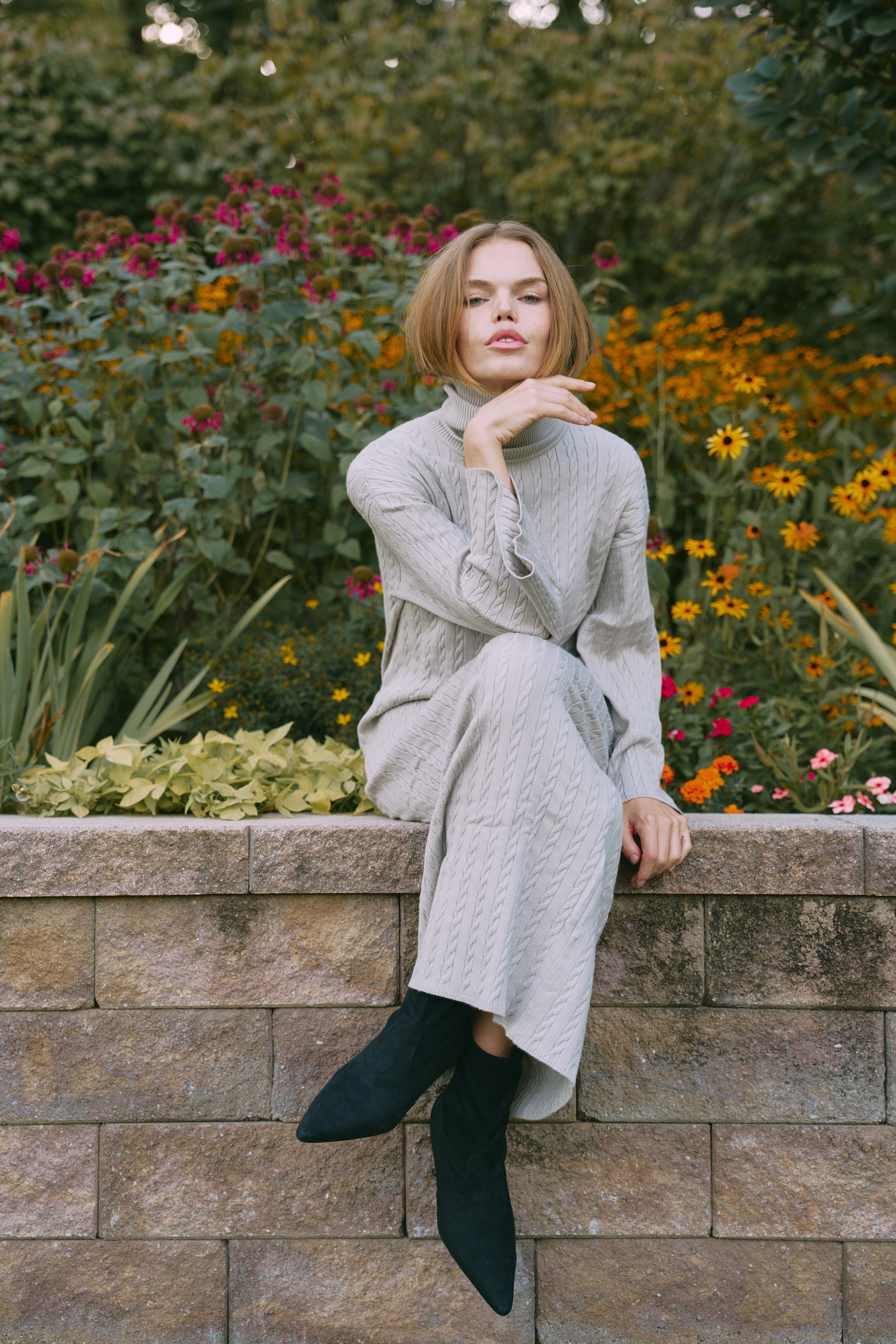Cable Knit Bell Sleeve Dress