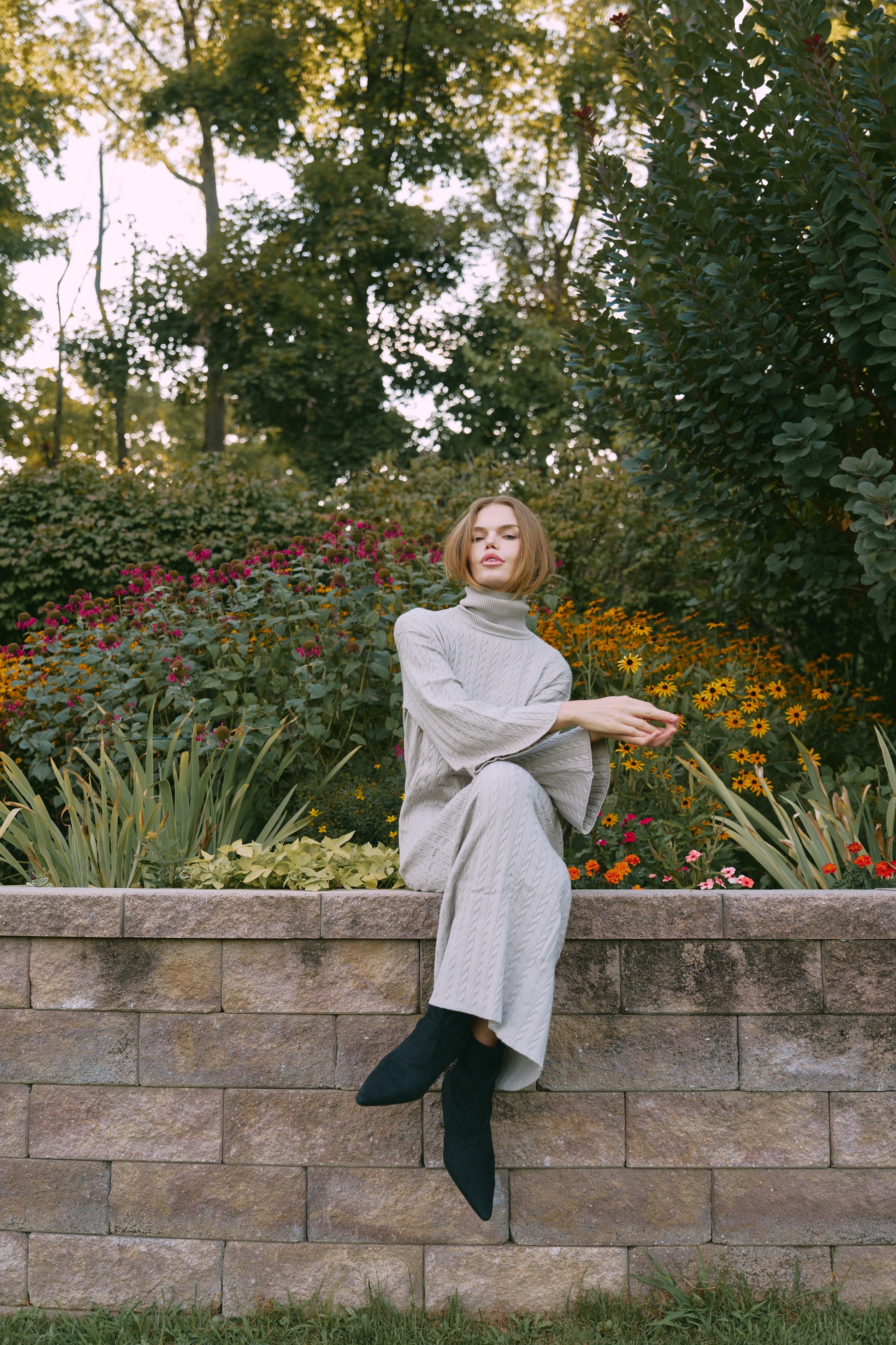 Cable Knit Bell Sleeve Dress