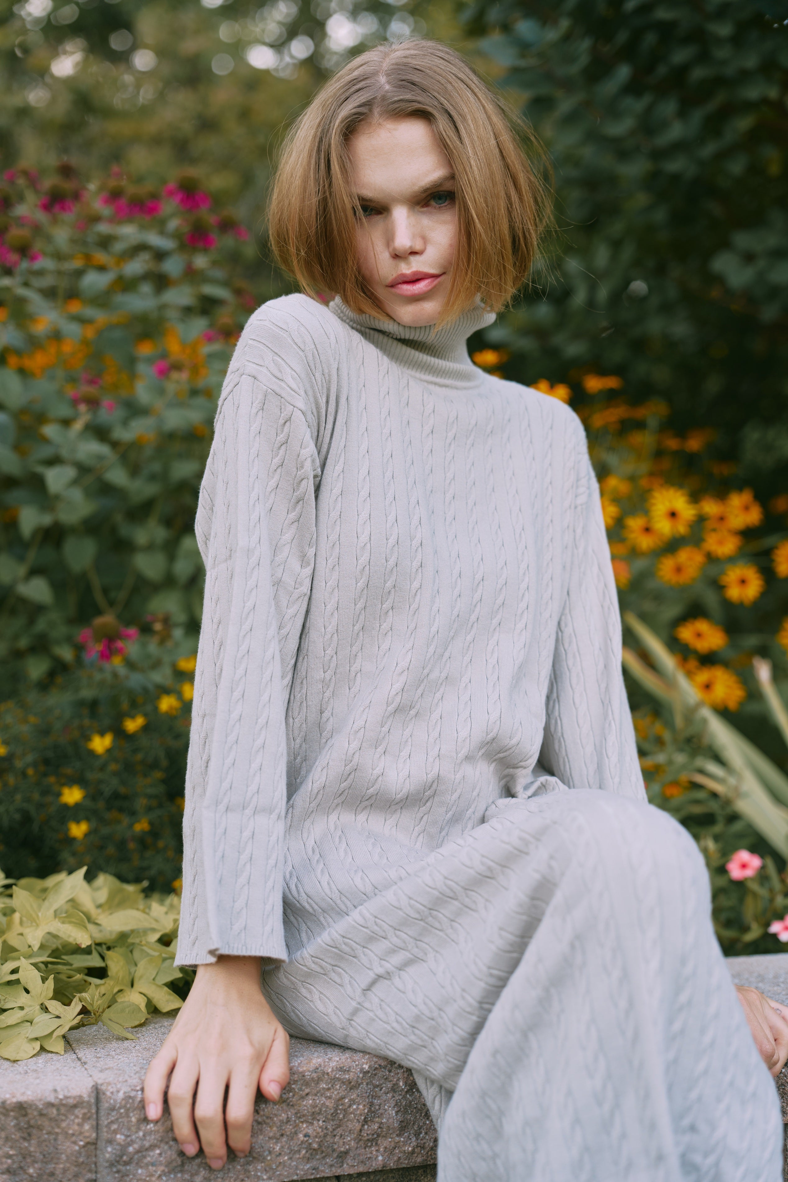 Cable Knit Bell Sleeve Dress