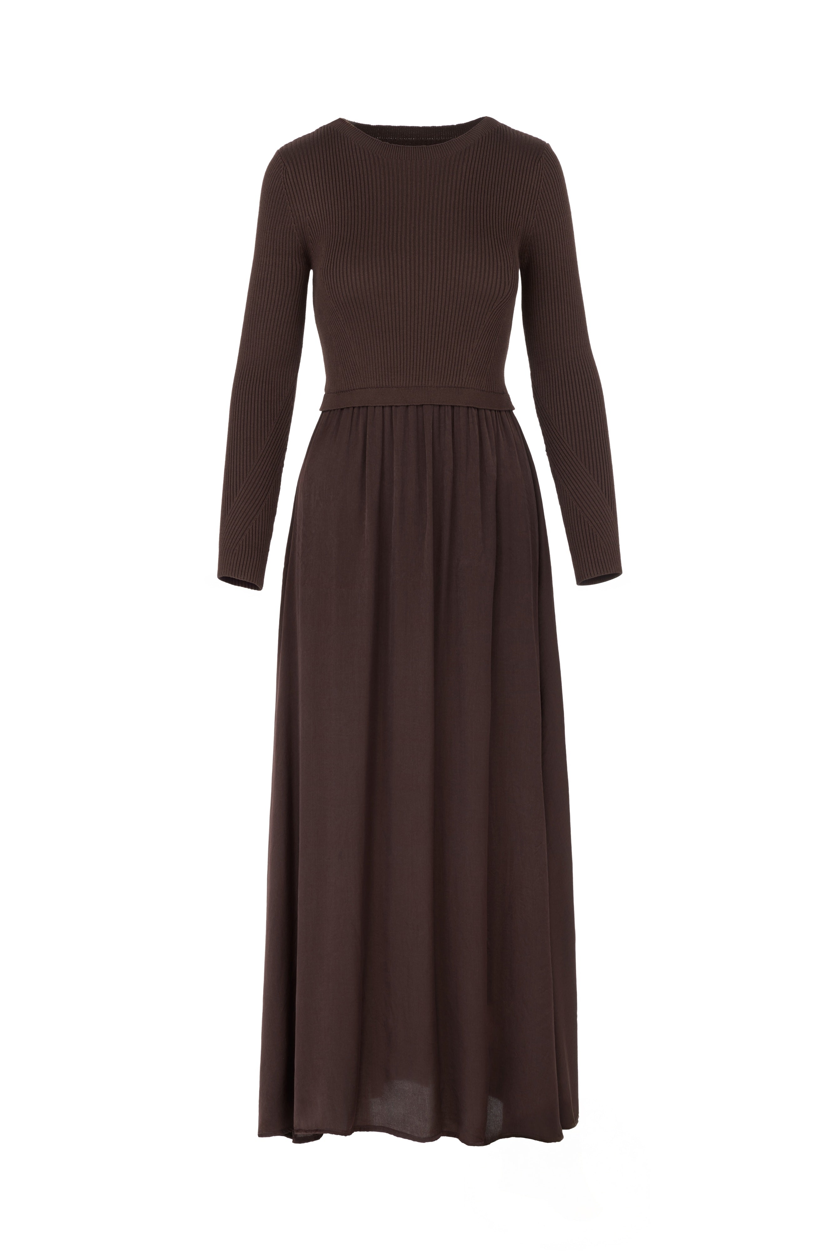 Contrast Fabric Maxi Dress