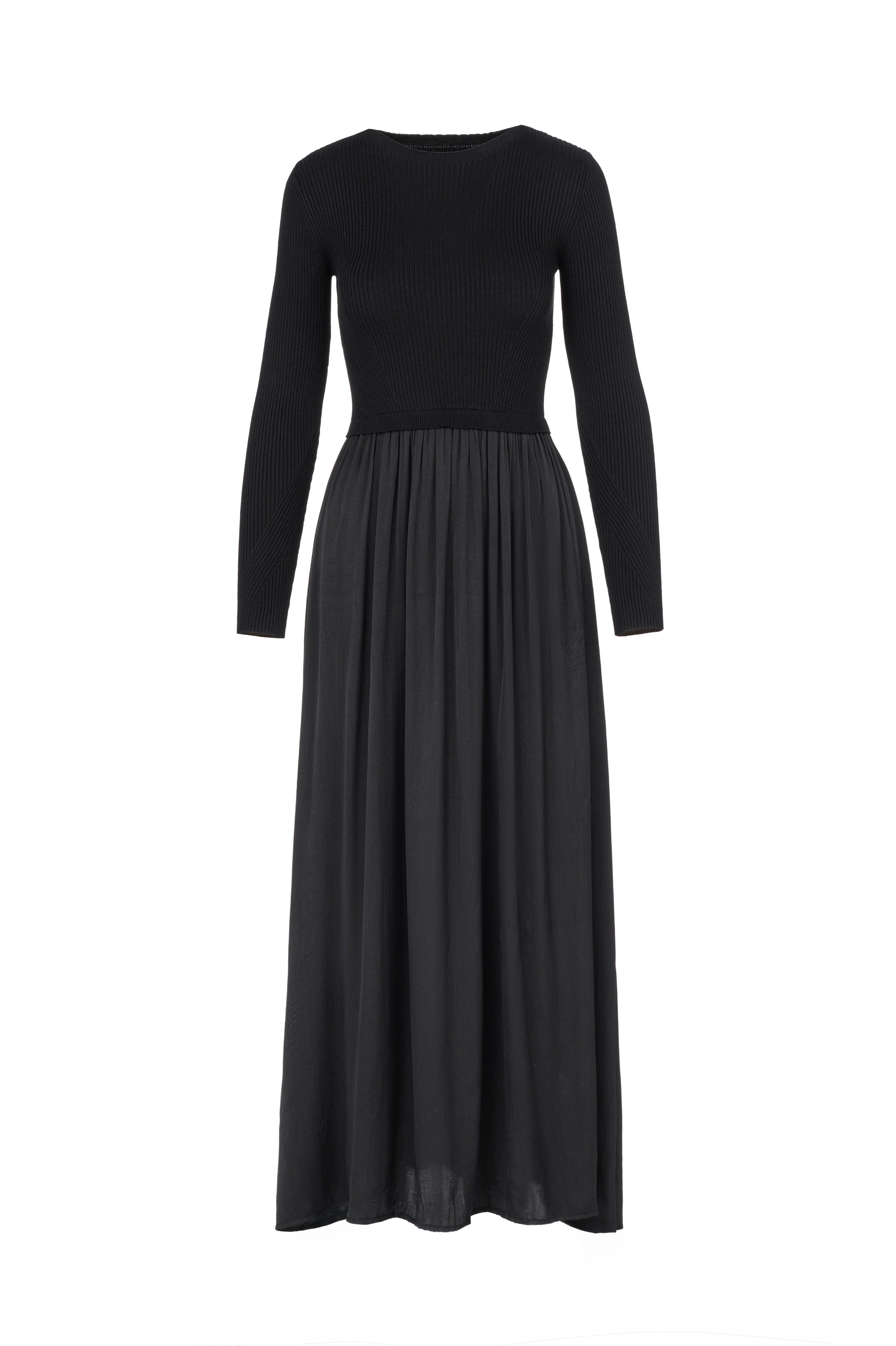 Contrast Fabric Maxi Dress