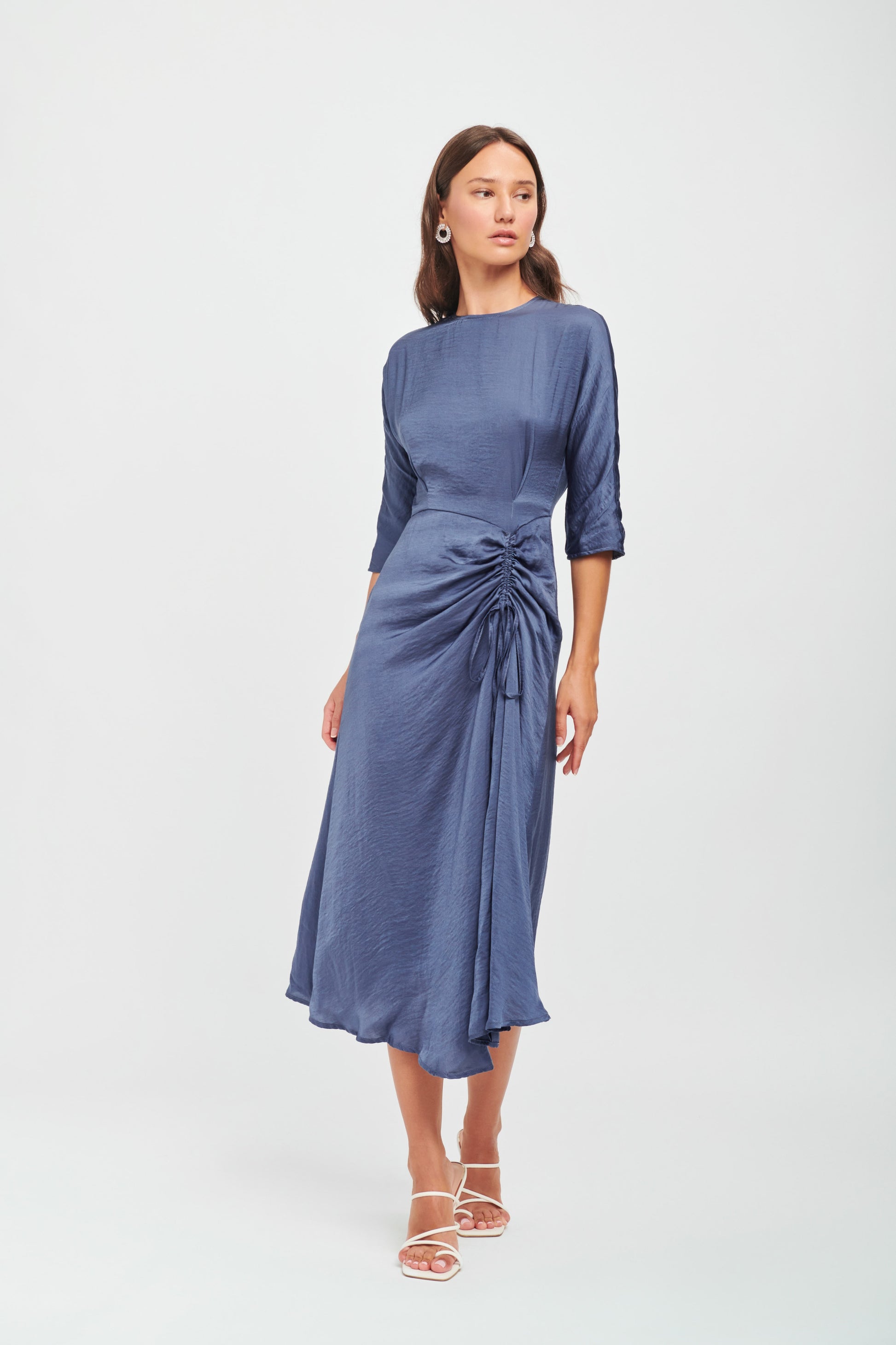 Drawstring Ruched Midi Dress – mimarosso